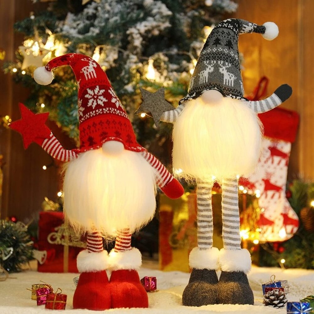 NEW 2Pcs 24.8 Inch Large Size Lighted Standing Christmas Gnomes Decorations - Picture 6 of 9